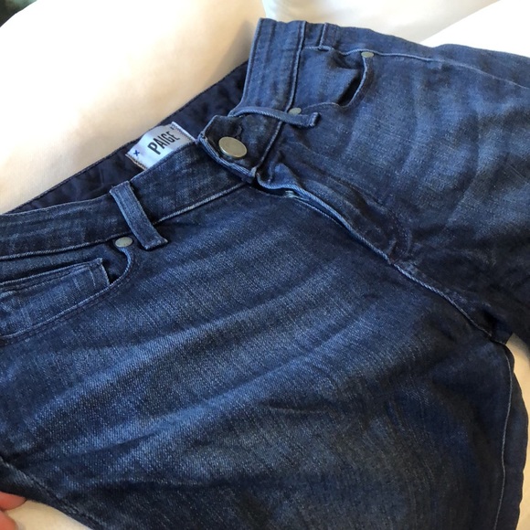 🤩 PAIGE Midlake Skyline Straight leg 34” super soft ink blue stretchy jeans - Picture 2 of 16